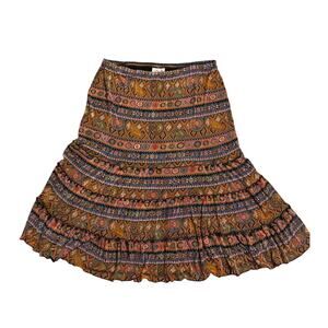 Coldwater Creek XL Boho Tiered Maxi Skirt Multicolor Geometric Print